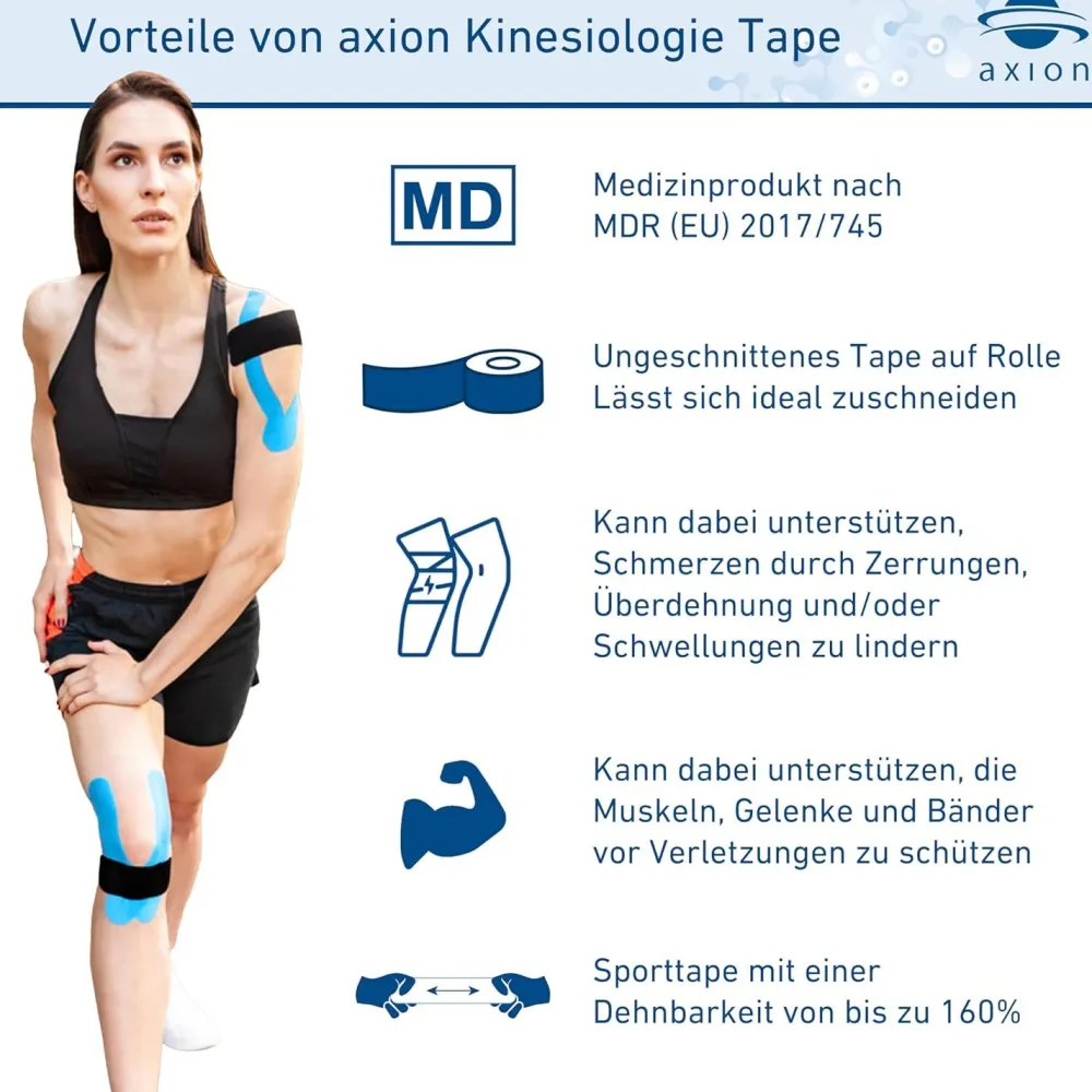 ® Kinesiologie Tape schwarz - blau - Kinesiotape - Medizinprodukt|axion Online