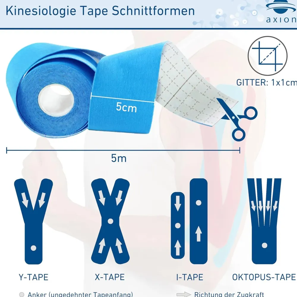 ® Kinesiologie Tape schwarz - blau - Kinesiotape - Medizinprodukt|axion Online