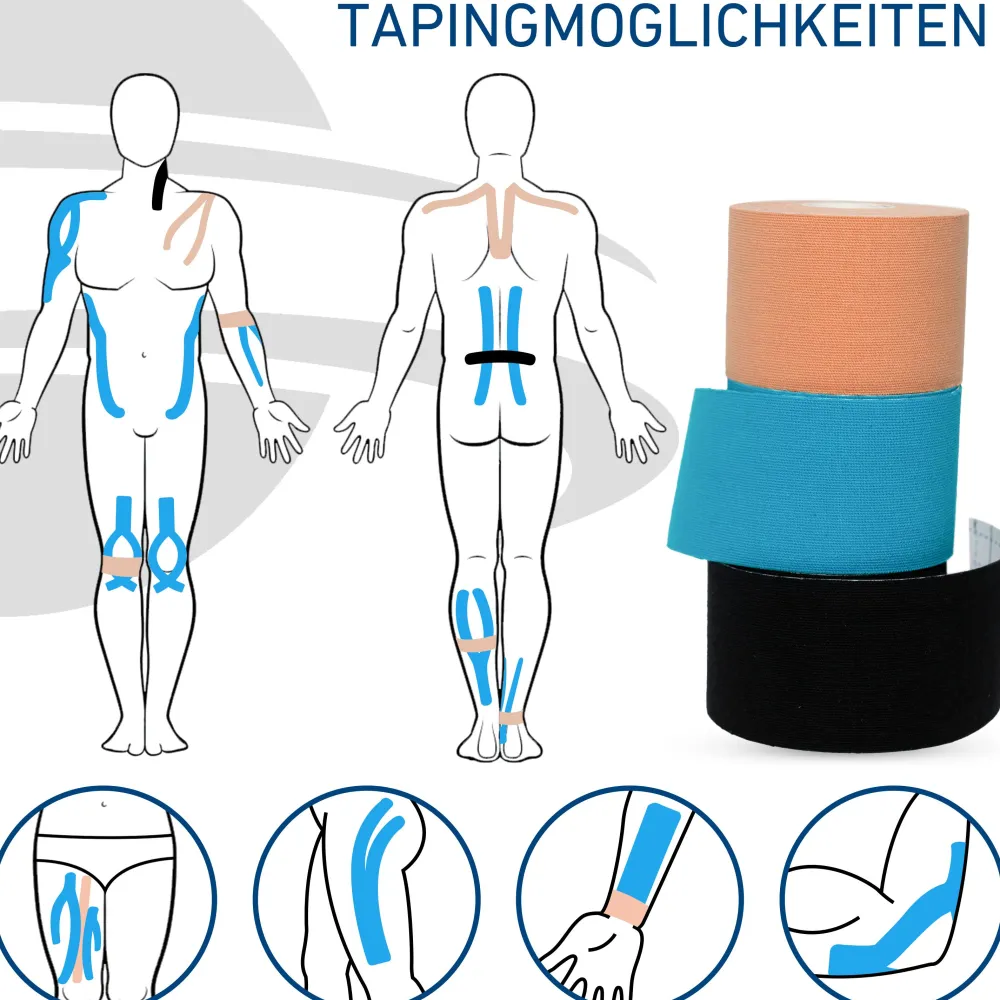 ® Kinesiologie Tapes – 500 x 5 cm – 6 Farben - Kinesiotape - Medizinprodukt|axion Hot