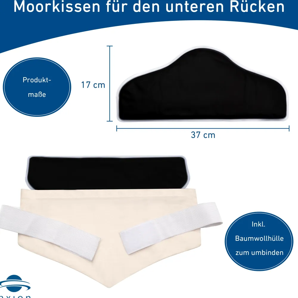 ® Moorkissen + Baumwollhülle für die Lendenwirbel mit Naturmoor-Füllung - Wärmekissen|axion Hot