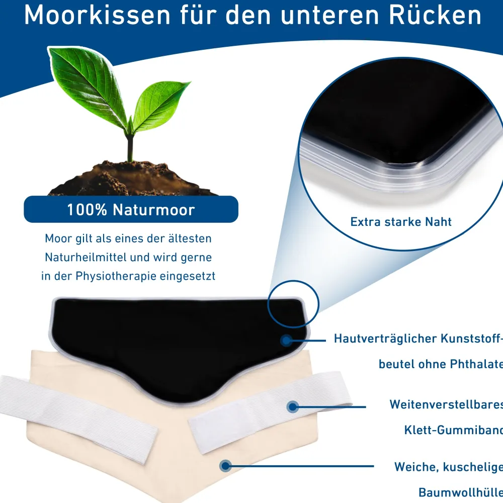 ® Moorkissen + Baumwollhülle für die Lendenwirbel mit Naturmoor-Füllung - Wärmekissen|axion Hot