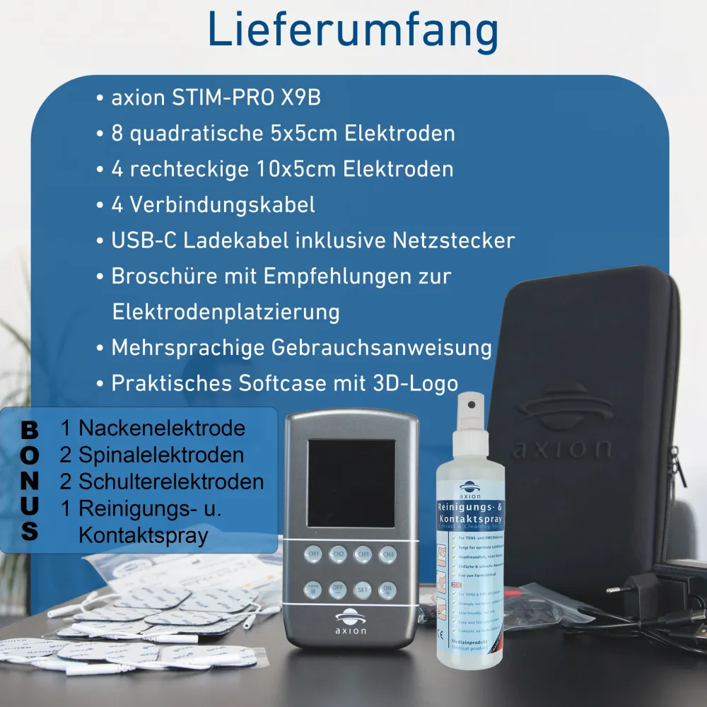 ® STIM-PRO X9B 4-Kanal Akku TENS EMS Gerät - MEDIZINPRODUKT>axion Outlet