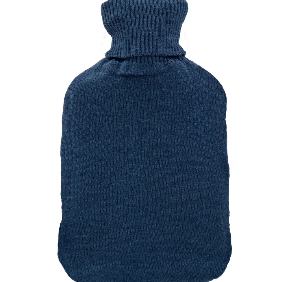 ® Wärmflasche mit Bezug – blau-gelb | einseitig Kiefer | Strick (33 x 20 cm)|axion Outlet