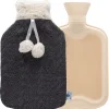 ® Wärmflasche mit Bezug in dunkelgrau/weiß | Plüsch | (33 x 20 cm)|axion New