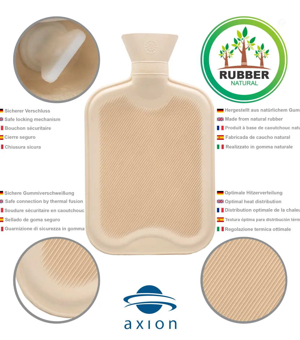 ® Wärmflasche mit Bezug in dunkelgrau/weiß | Plüsch | (33 x 20 cm)|axion New
