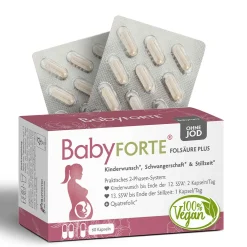 Folsäure Plus OHNE JOD | vegan | Vitamine ab Kinderwunsch bis Stillzeit|BabyFORTE Hot