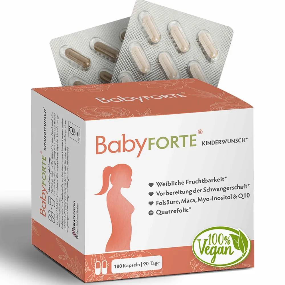 Kinderwunsch Vitamine | vegan | Folsäure, Quatrefolic® & Maca | Vorteilspaket>BabyFORTE Best