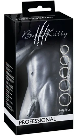 Bad Kitty - Penis- und Hodenring-Set - 5 Metallringe für intensiven Halt> Hot