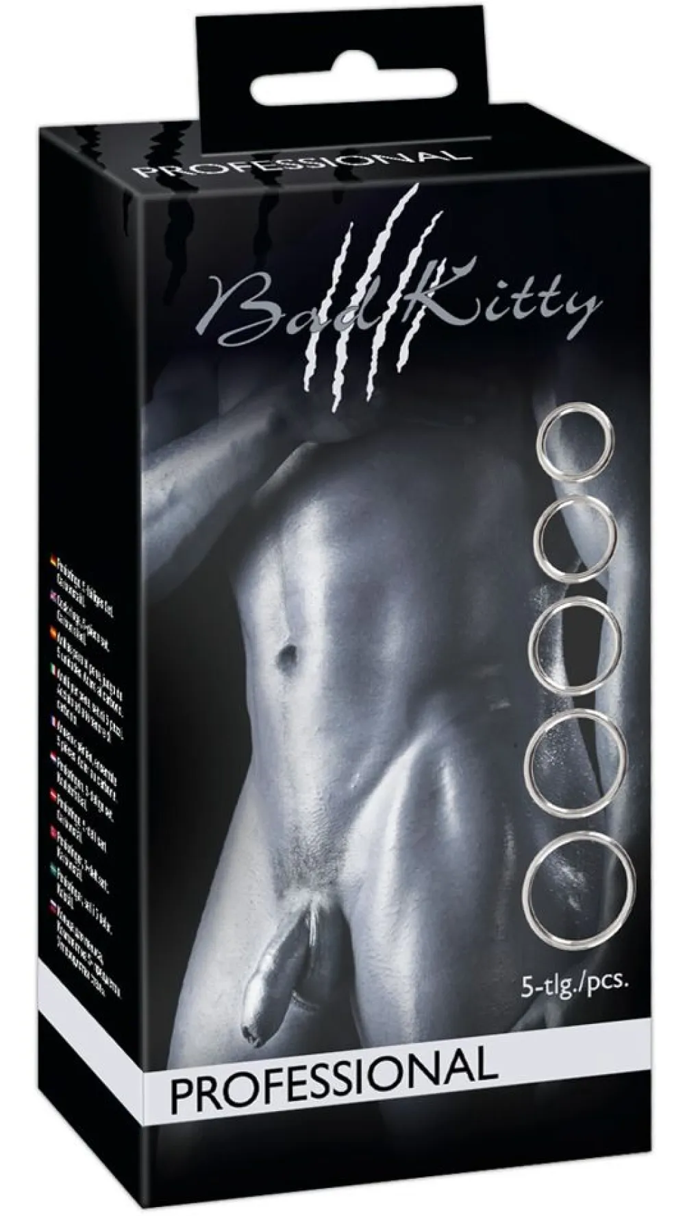 Bad Kitty - Penis- und Hodenring-Set - 5 Metallringe für intensiven Halt> Hot