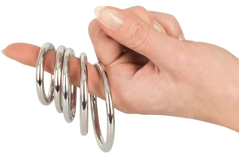 Bad Kitty - Penis- und Hodenring-Set - 5 Metallringe für intensiven Halt> Hot