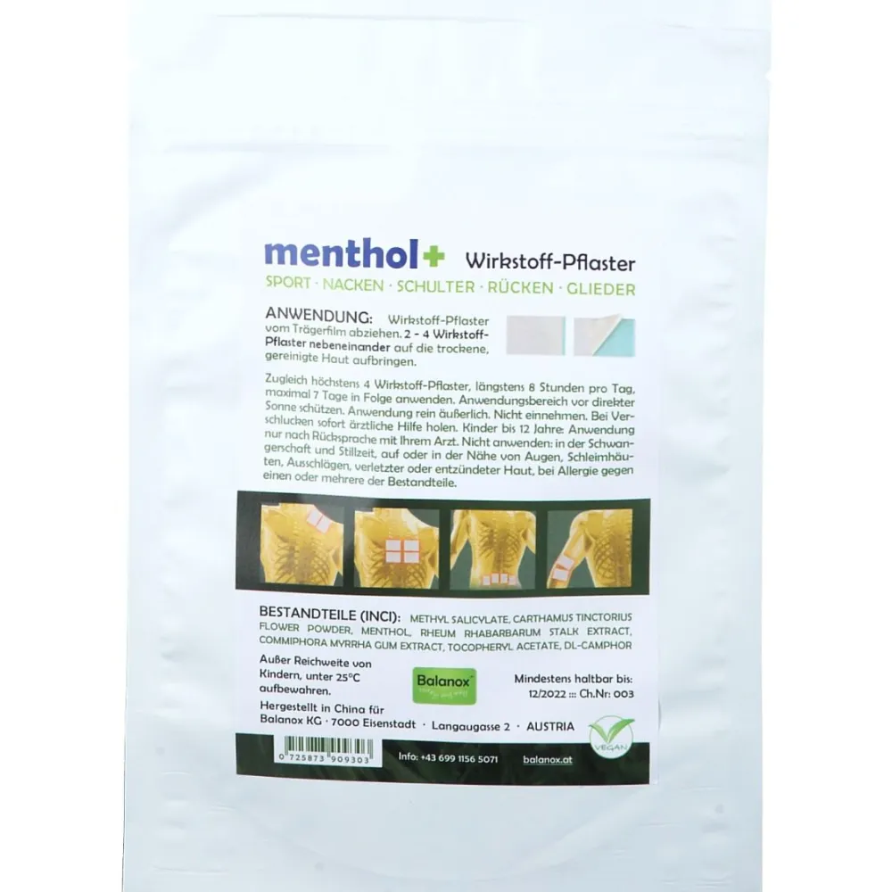Balanox™ menthol+ Wirktstoff-Pflaster> Best