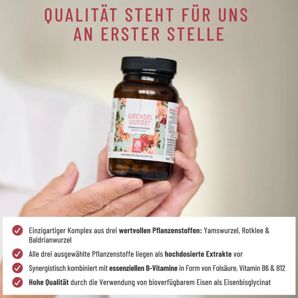 Baldrian Eisen Vitamin B9 B12 Yamswurzel Komplex 90 vegane Kapseln Wechselwunder ®>NATURTREU Discount