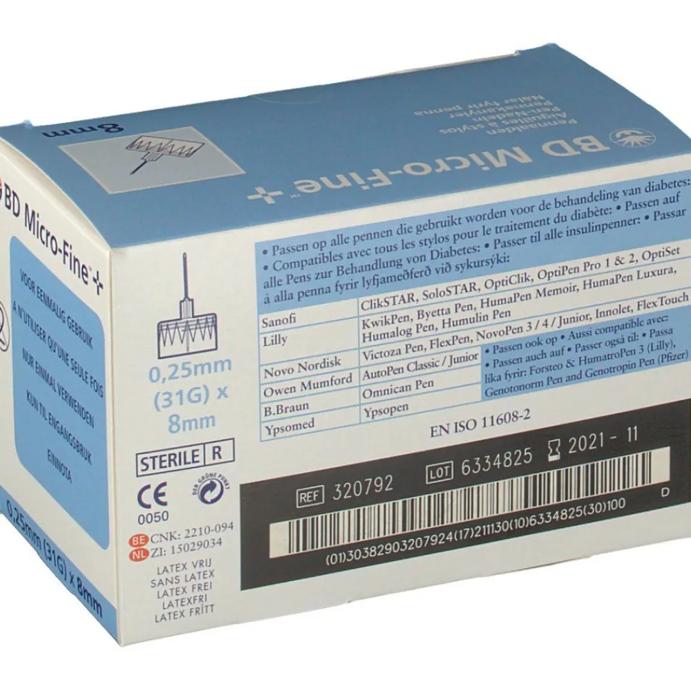 BD MICRO-FINE+ 8 Nadeln 0,25x8 mm> Discount