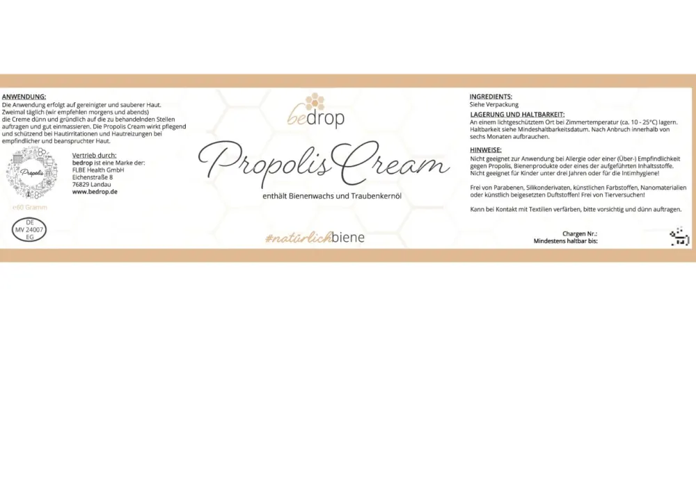 Propolis Salbe Creme Hochdosiert mit Bienenwachs & Traubenkernöl|bedrop
