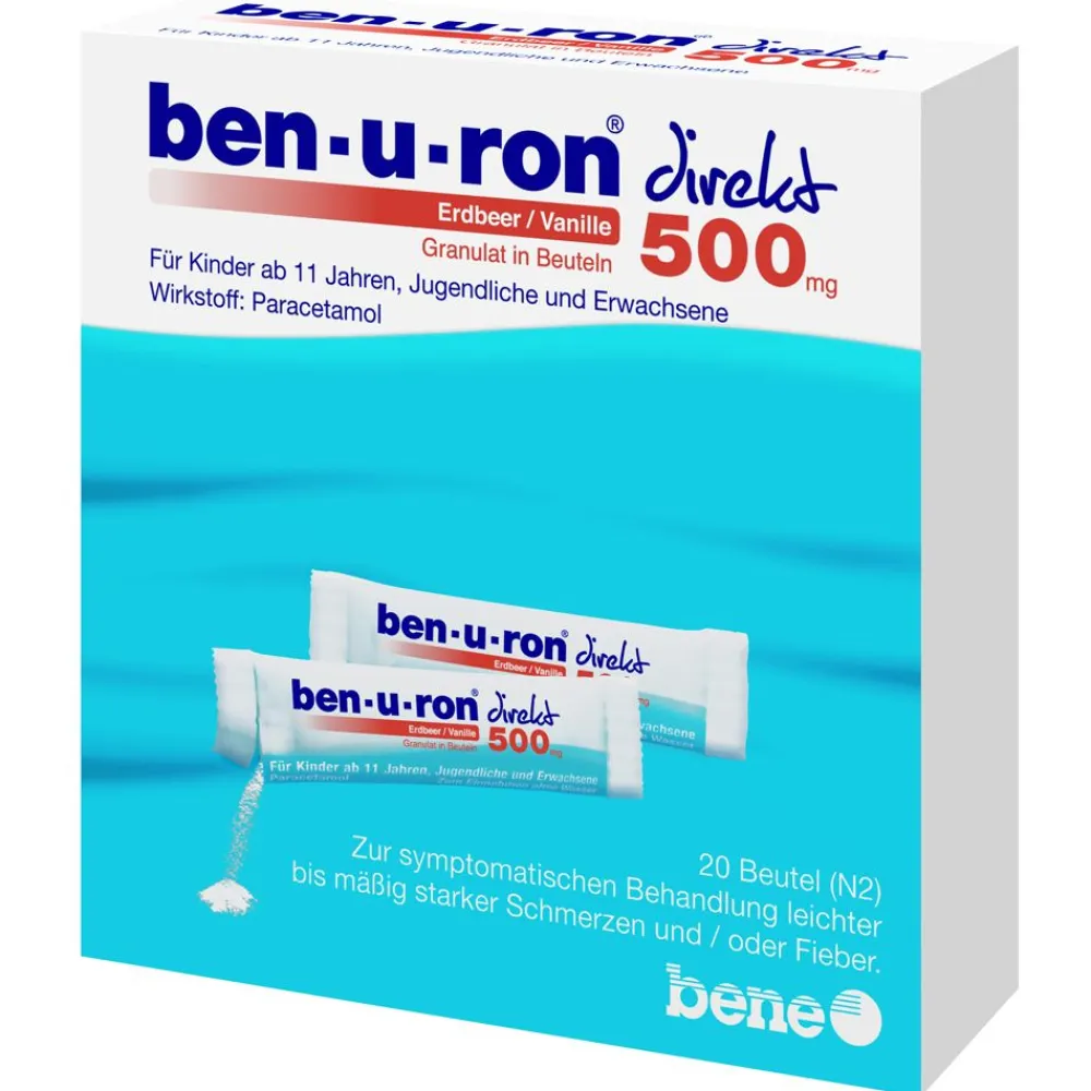 ben-u-ron® direkt 500 mg Granulat Erdbeer/Vanille> New