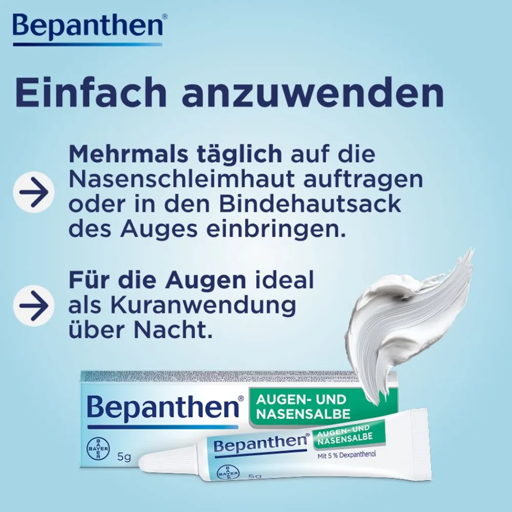 Bepanthen Augen- und Nasensalbe – sanft und wirksam bei leichten, oberflächlichen Schädigungen in Auge und Nase| Online