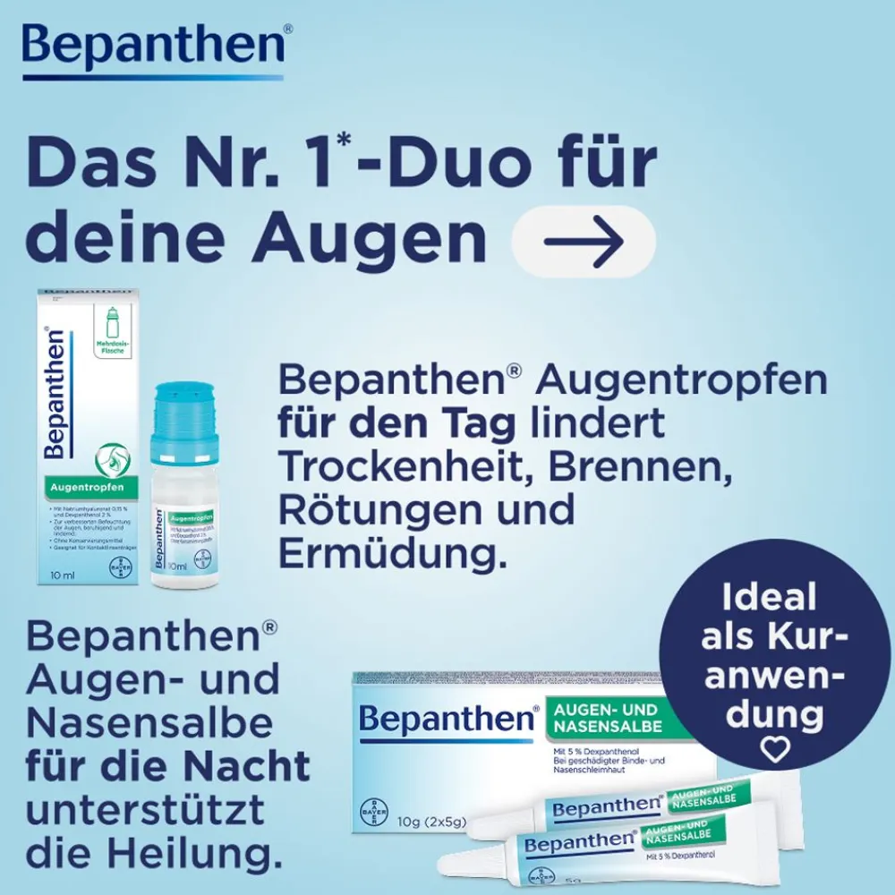 Bepanthen Augen- und Nasensalbe – sanft und wirksam bei leichten, oberflächlichen Schädigungen in Auge und Nase| Online
