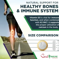 Best Immune Vitamin K2 MK7 200 mcg D3 (Cholecalciferol) 4000 IE><noscript><img width=