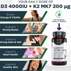 Best Immune Vitamin K2 MK7 200 mcg D3 (Cholecalciferol) 4000 IE><noscript><img width=