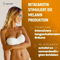 Beta-Carotin Bräunungskapseln – Sonnenbräune Komplex für natürliche Bräune mit Carotinoiden & Haut|