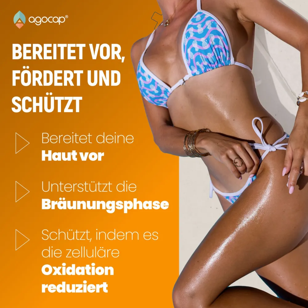 Beta-Carotin Bräunungskapseln – Sonnenbräune Komplex für natürliche Bräune mit Carotinoiden & Haut|