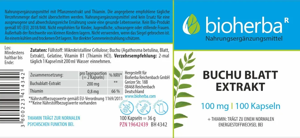 Bioherba Buchu Blatt Extrakt 100 Kapseln> Best