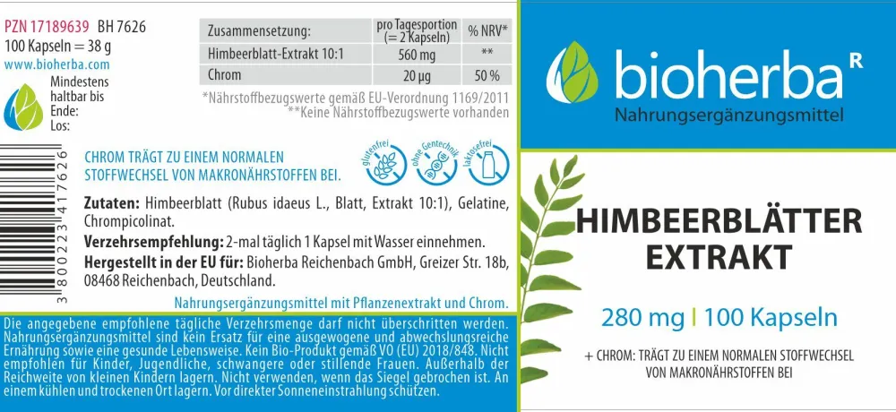 Bioherba Himbeerblätter Extrakt Kapseln| Best