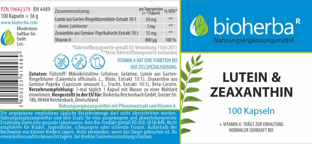 Bioherba Lutein und Zeaxanthin Kapseln> Clearance