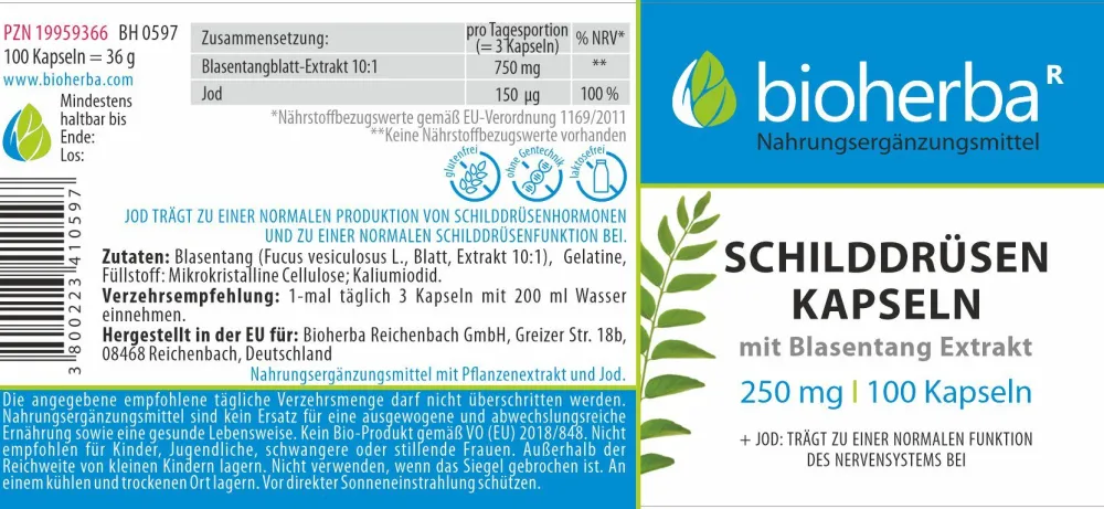 Bioherba Schilddrüsen Kapseln mit Blasentang Extrakt> Outlet