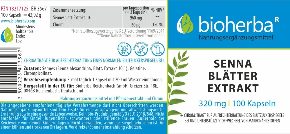 Bioherba Senna Blätter Kapseln| Clearance