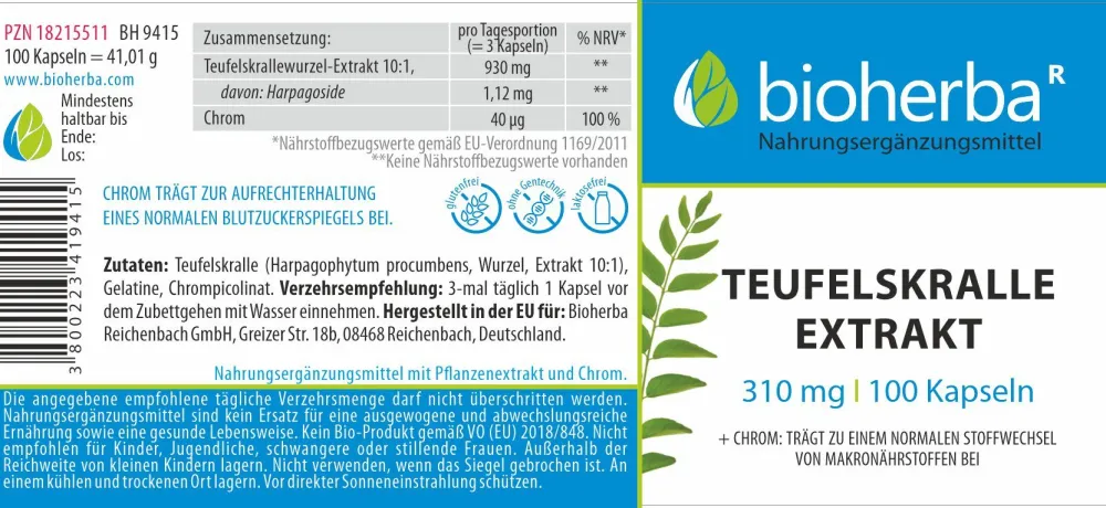 Bioherba Teufelskralle Extrakt Kapseln> Best