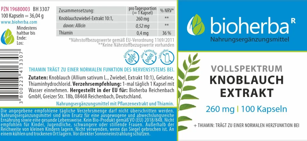 Bioherba Vollspektrum Knoblauch Extrakt Kapseln| Outlet