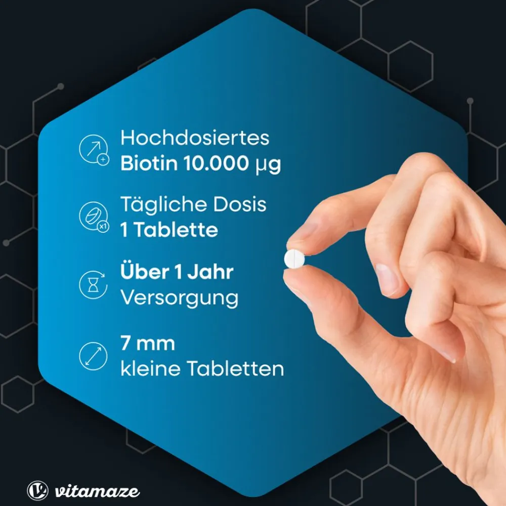 BIOTIN hochdosiert + Zink + Selen, 480 vegane Tabletten>vitamaze