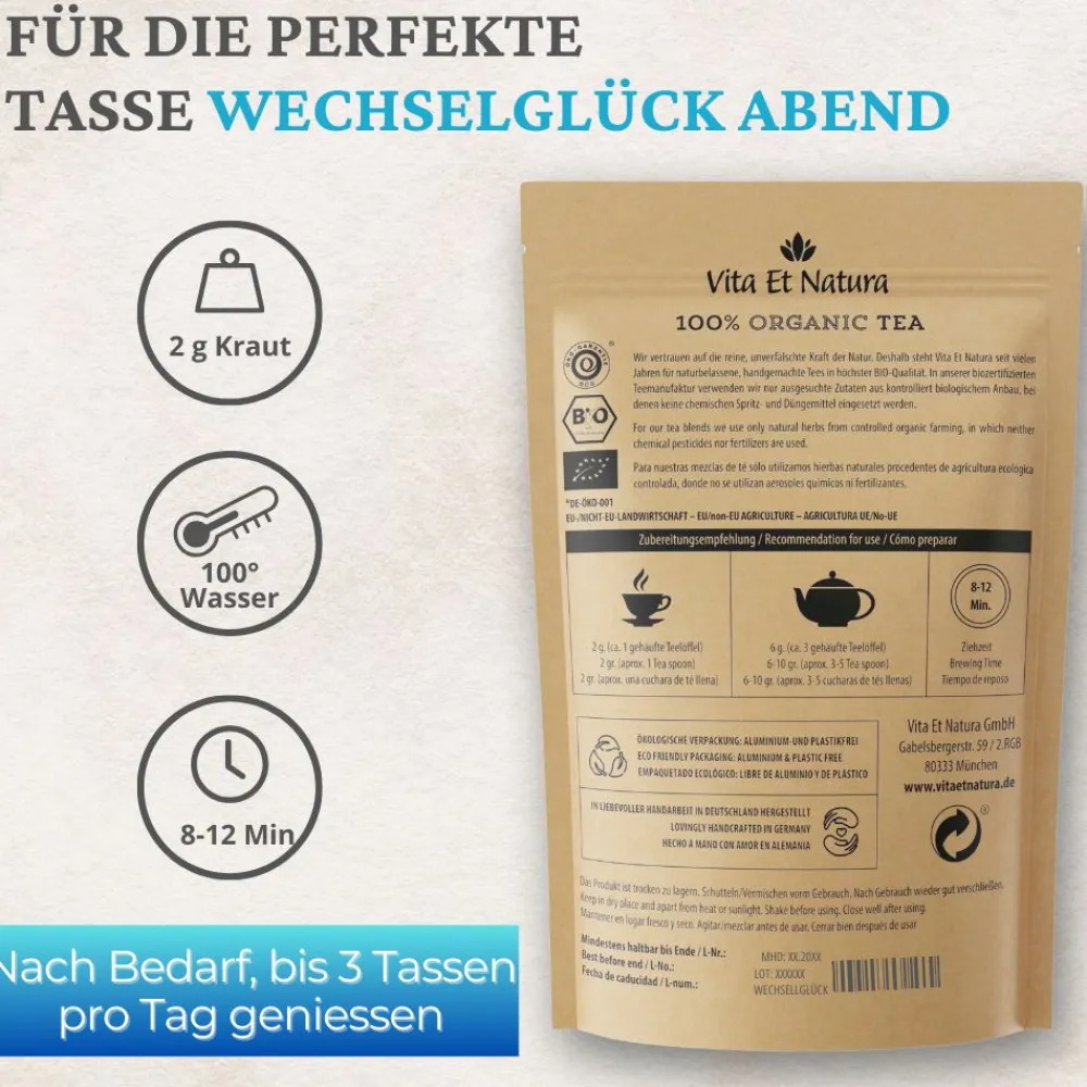 BIO „Wechselglück“ Abendtee mit hochdosiertem Rotklee für Frauen in den besten Jahren (60g)> Hot