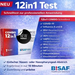 BISAF 12in1 Test COVID‑19, Influenza, RSV, ADV, hMPV, RhV, hPIV, MP, LP, Pneumokokken, Keuchhusten| Sale