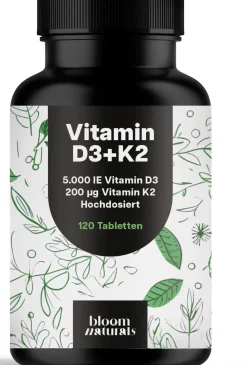 Bloom Naturals Vitamin D3 K2 Tabletten 5000 IE| Clearance