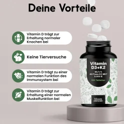 Bloom Naturals Vitamin D3 K2 Tabletten 5000 IE| Online