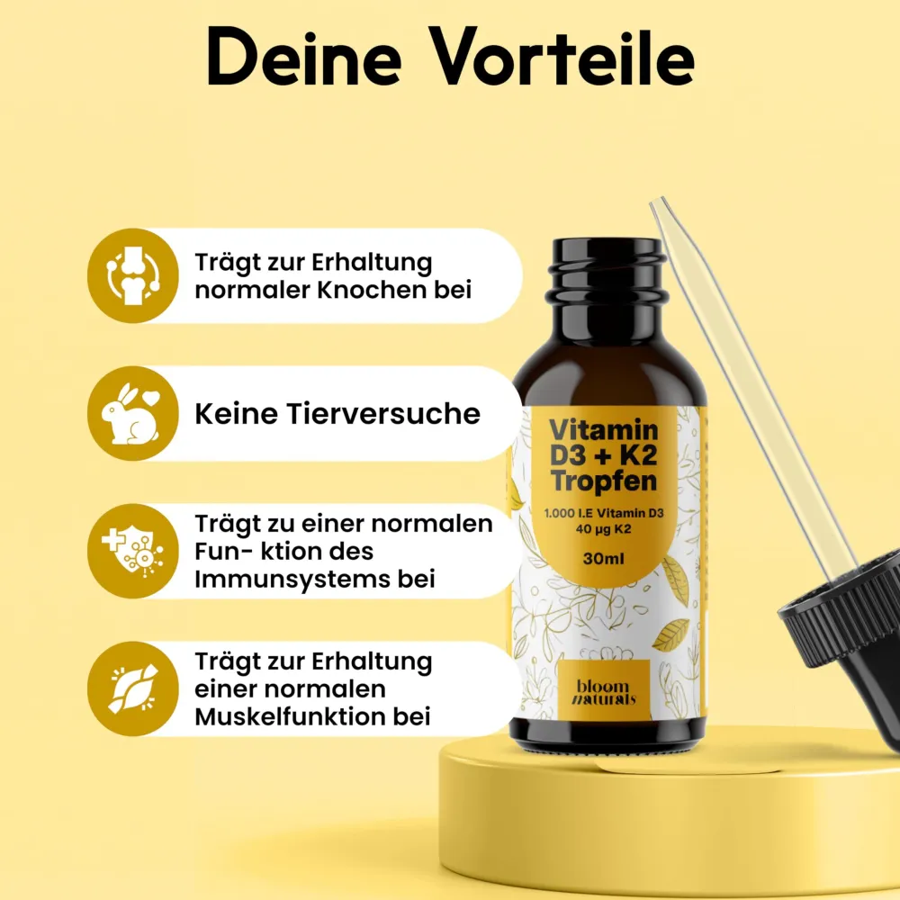 Bloom Naturals Vitamin D3 K2 Tropfen 1000 IE| Outlet