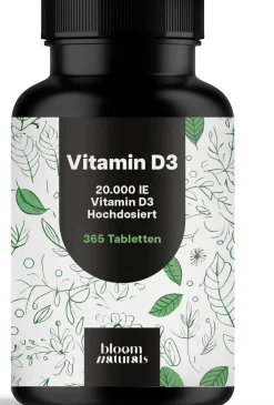 Bloom Naturals Vitamin D3 Tabletten 20000 IE| Discount
