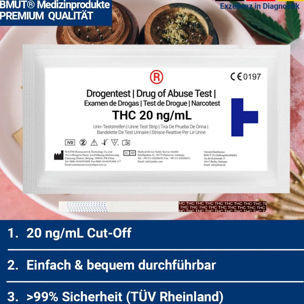 THC – Drogentest Teststreifen Urin | 20ng/mL – Apothekenqualität>BMUT New