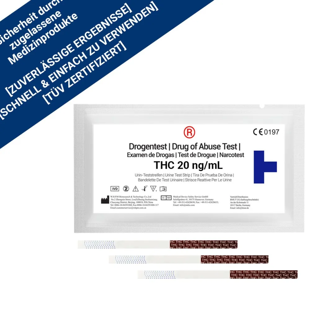 THC – Drogentest Teststreifen Urin | 20ng/mL – Apothekenqualität>BMUT New