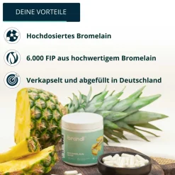 ® Bromelain hochdosiert | Enzyme aus der Ananas mit 6.000 F.I.P. | Premium Kapseln|brandl Sale