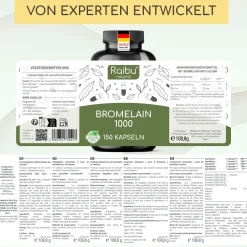 Bromelain Kapseln Hochdosiert 500 mg, 150 Kapseln -|Raibu Outlet