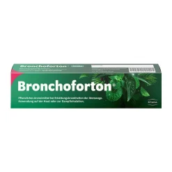 Bronchoforton® Salbe – Erkältungssalbe mit rein pflanzlichen Wirkstoffen. Löst zähen Schleim, erleichtert das Abhusten; mit Eukalyptus-, Fichtennadel- und Pfefferminzöl>
