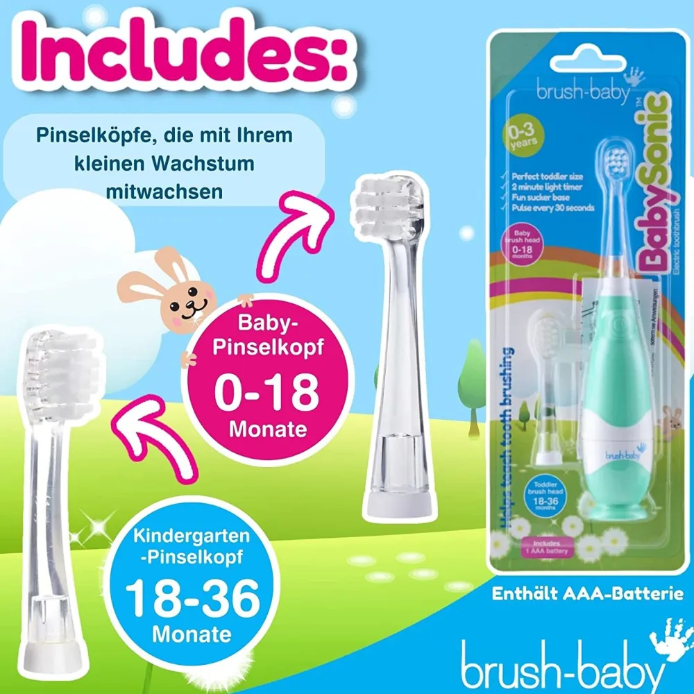 Brush Baby BabySonic Elektrische Zahnbürste für Kleinkinder und Kleinkinder im Alter von 0-3 Jahren| Hot