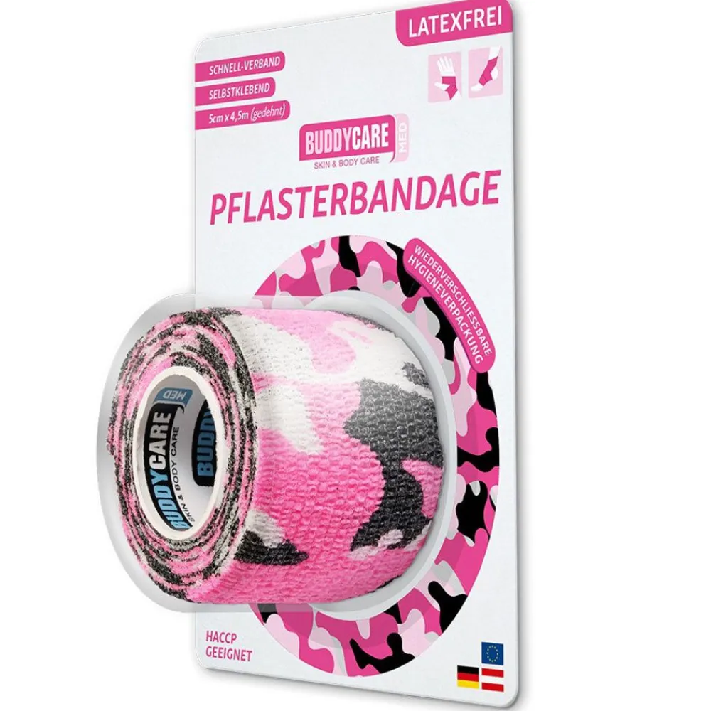 BUDDYCARE® MED Pflasterbandagen CAMOUFLAGE PINK 5 cm x 4,5m Latexfrei> Online