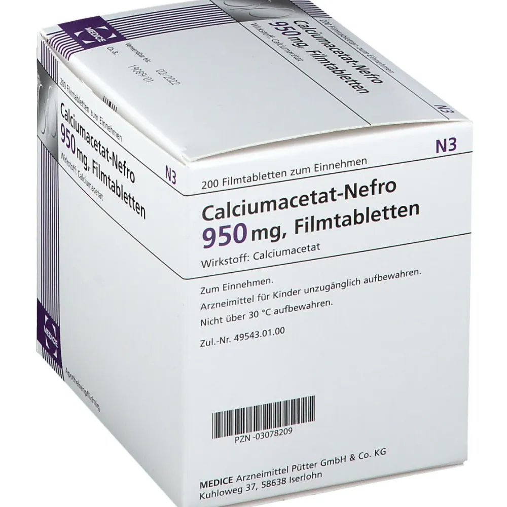 Calciumacetat-Nefro 950 mg> Clearance