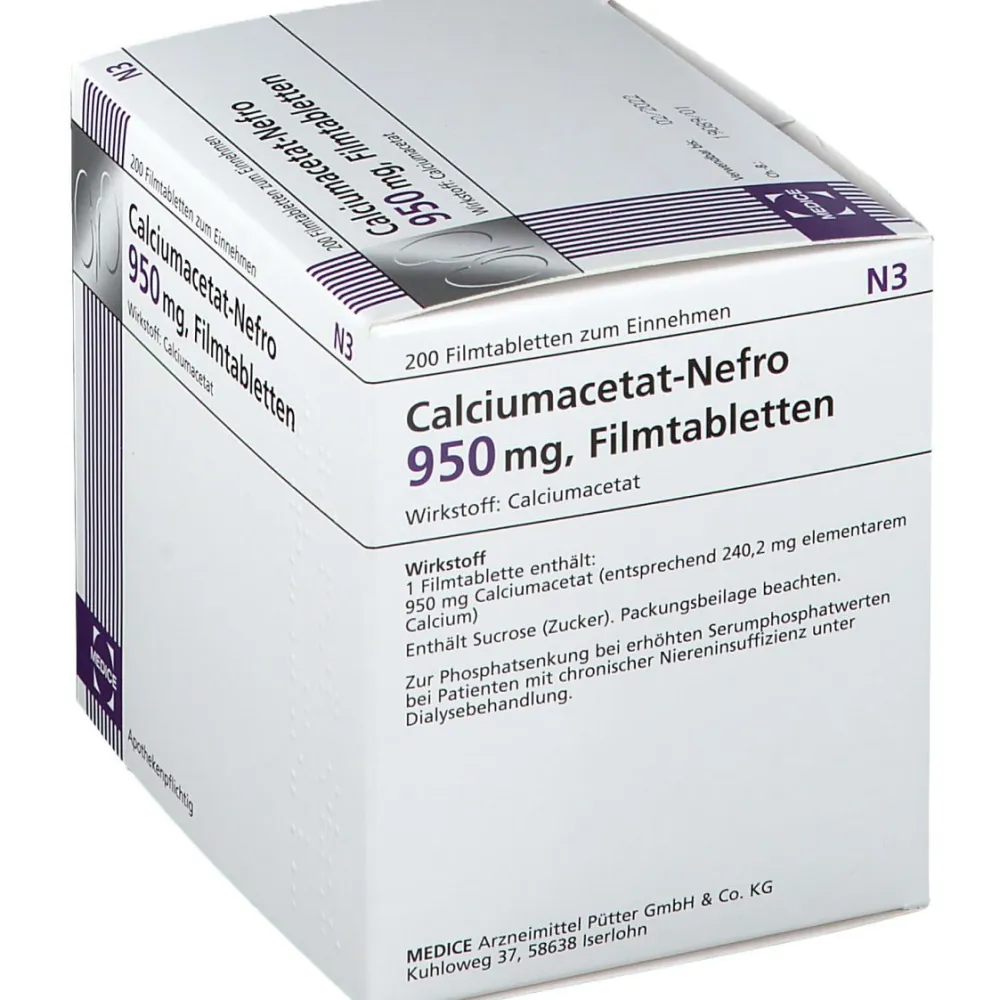 Calciumacetat-Nefro 950 mg> Clearance