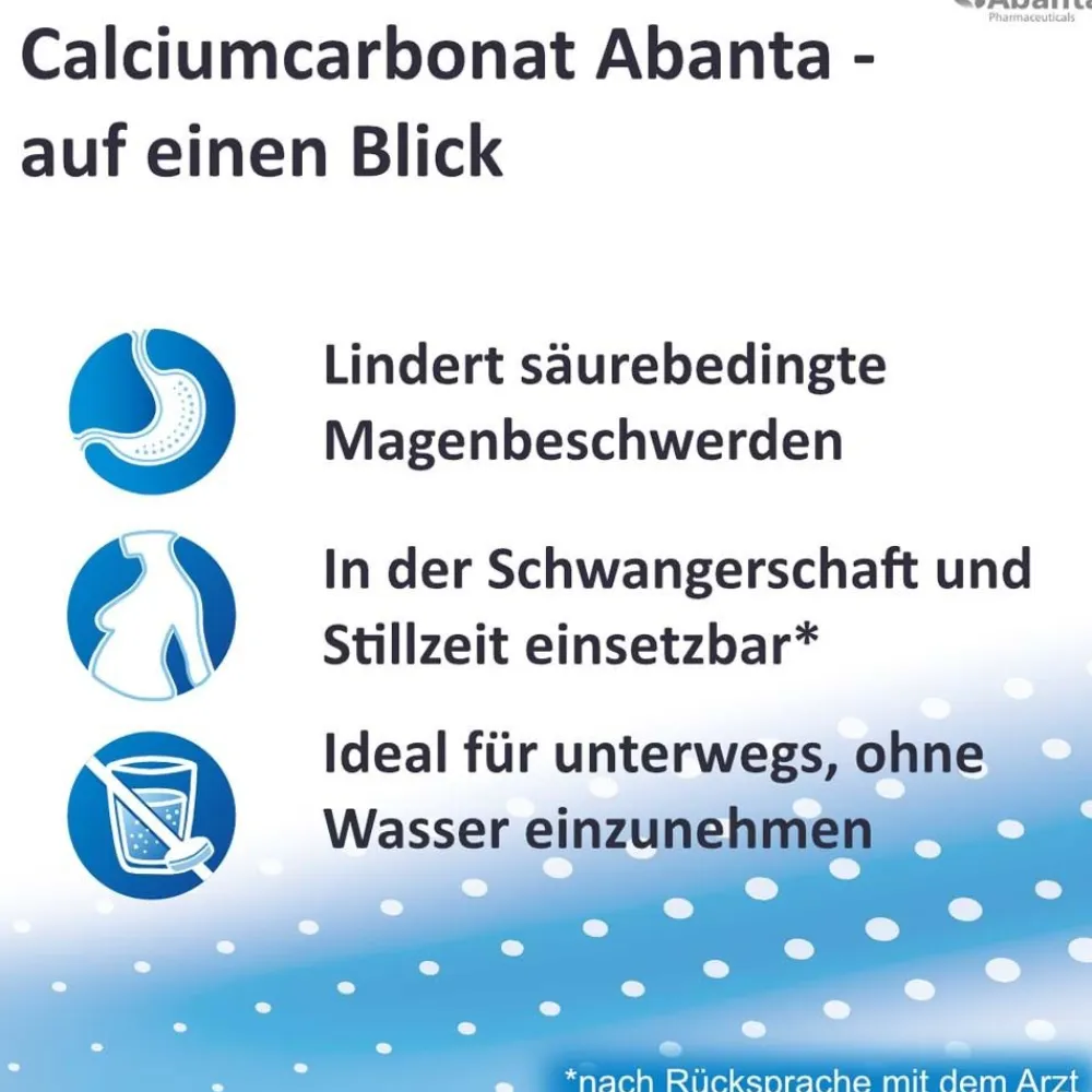 Calciumcarbonat Abanta 500 mg Kautabletten|