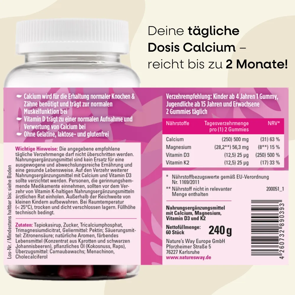 Calcium Gummibärchen für Erwachsene & Kinder I 500 mg Calcium I Wild Berry Geschmack I vegetarisc...|Nature's way Sale